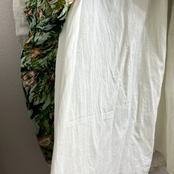 Coldwater Creek Tropical Green Floral Print 3 Tiered Cotton Skirt 1X - Picture 7 of 12